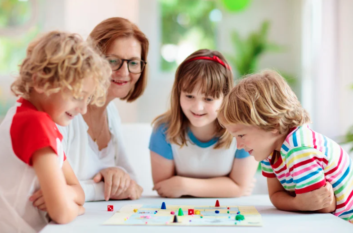 kids playing board game